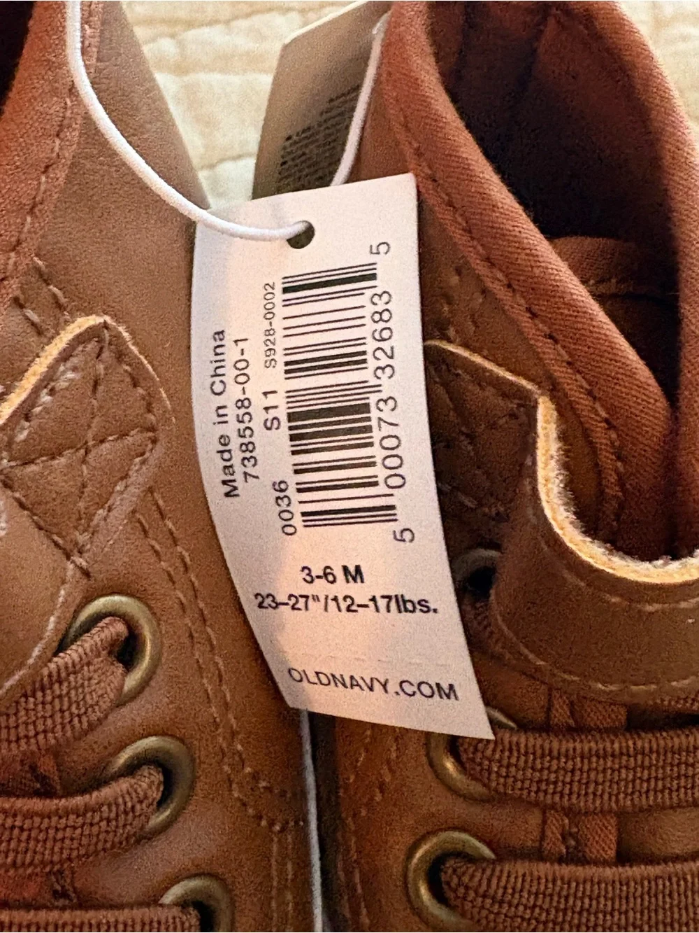 Old Navy Brown Baby Walker Shoes with White Soles